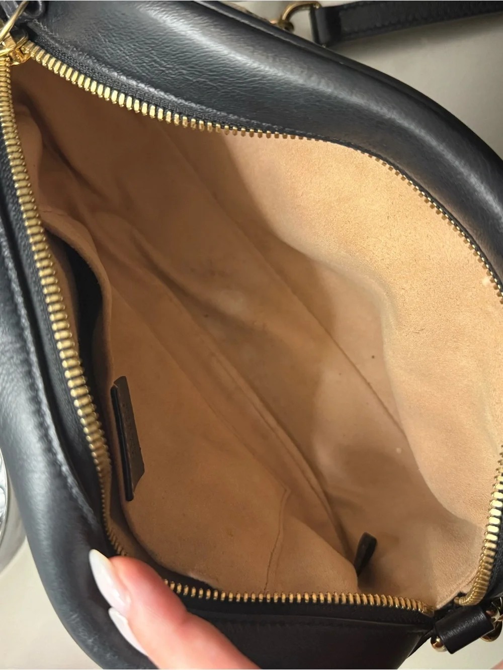Gucci Beige Brown GG Supreme Crossbody Bag with Gold Double G